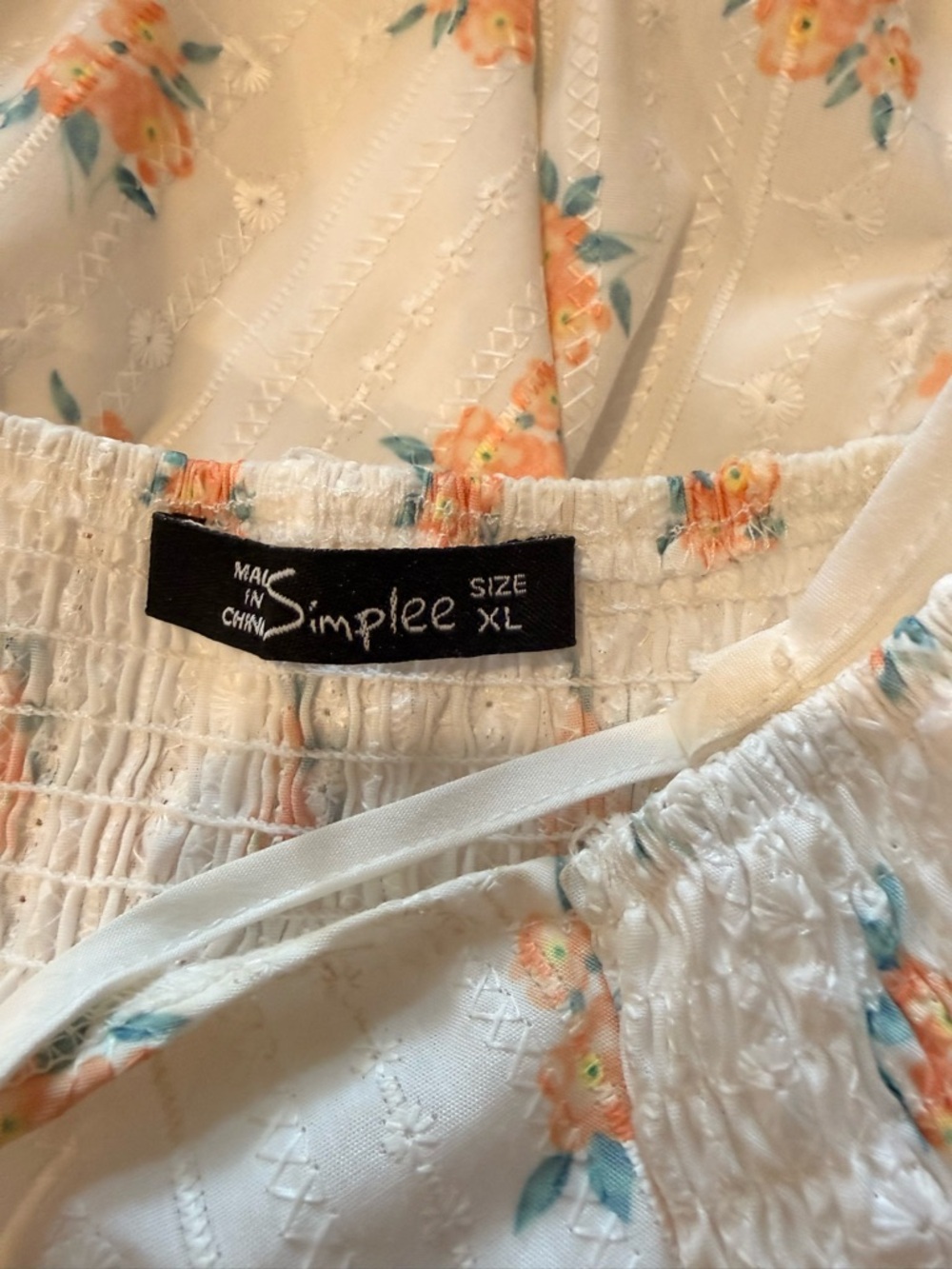 BEAUTIFUL!!  Simplee Cream Floral Maxi Sundress w/Embroidered Detail 100% Cotton - Picture 4 of 7